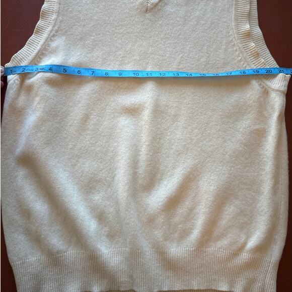 Vintage L.L. Bean Lambswool Cashmere Sweater Vest Pale Yellow XL Tall - Picture 5 of 8